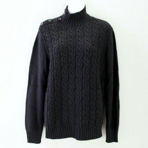 Calvin Klein Long Sleeve Shoulder Button Mock Neck Chunky Knit Sweater Size S